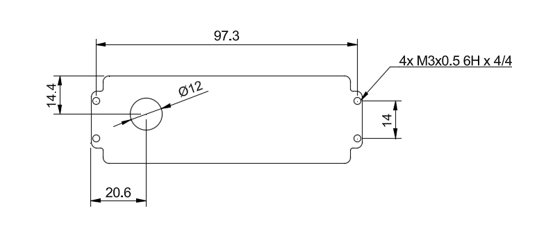 DED M3 mounting dimensions drawing